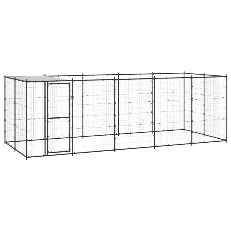 VidaXL Hondenkennel met dak 12,1 m² staal