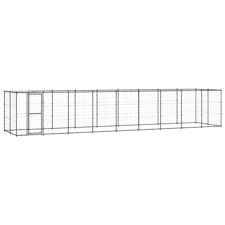 VidaXL Hondenkennel met dak 21,78 m² staal