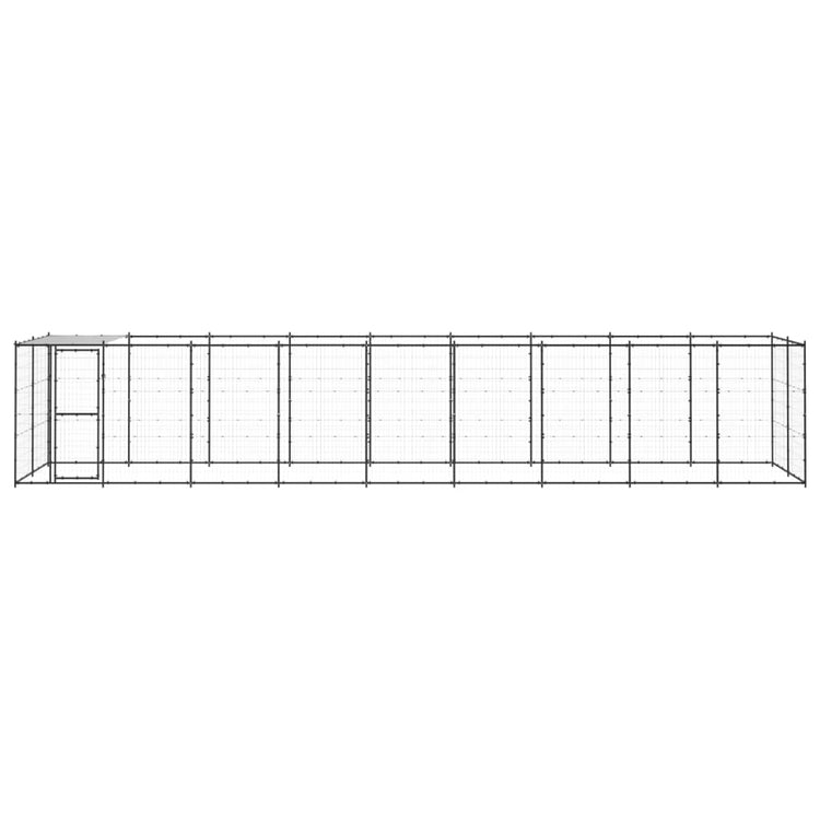 VidaXL Hondenkennel met dak 21,78 m² staal