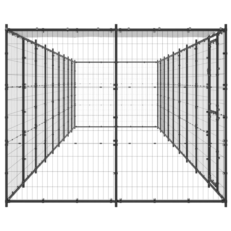 VidaXL Hondenkennel met dak 21,78 m² staal