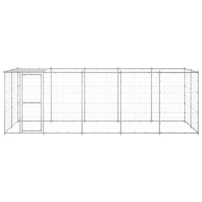 VidaXL Hondenkennel met dak 12,1 m² gegalvaniseerd staal