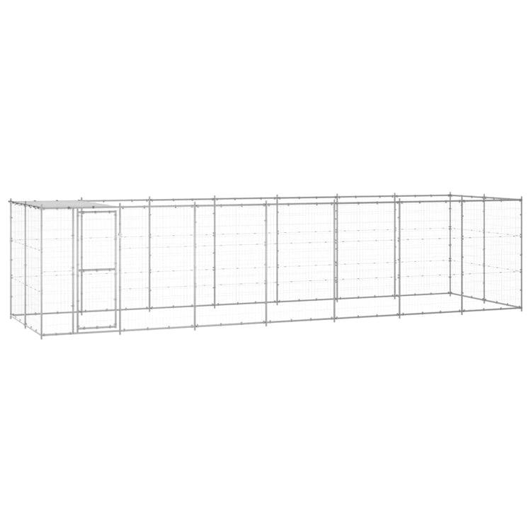 VidaXL Hondenkennel met dak 16,94 m² gegalvaniseerd staal