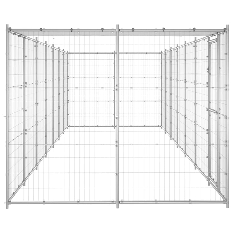 VidaXL Hondenkennel met dak 16,94 m² gegalvaniseerd staal