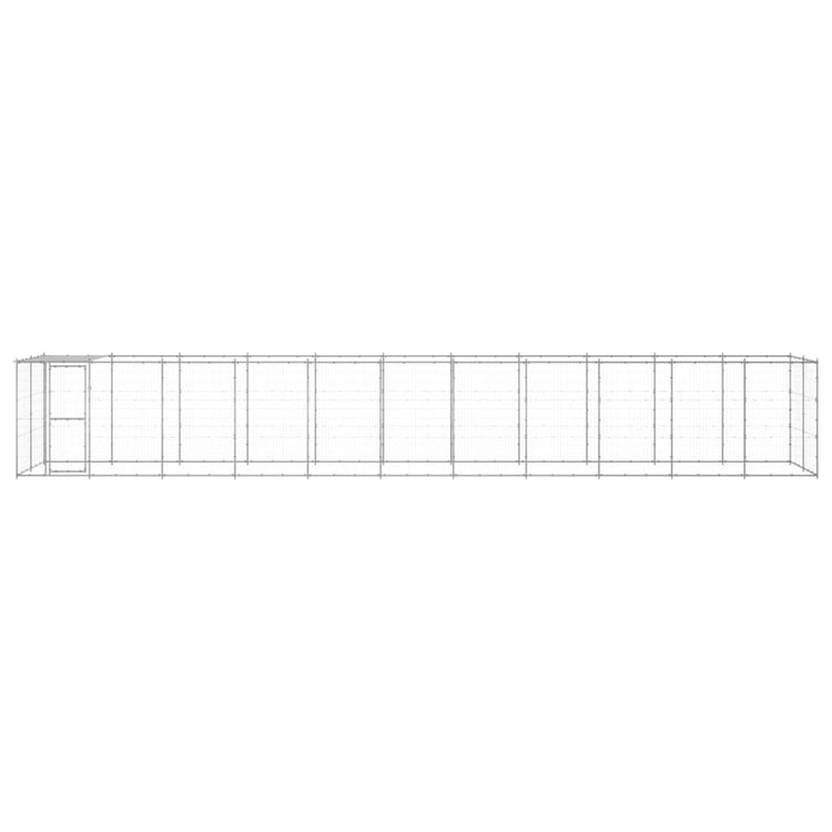 VidaXL Hondenkennel met dak 26,62 m² gegalvaniseerd staal