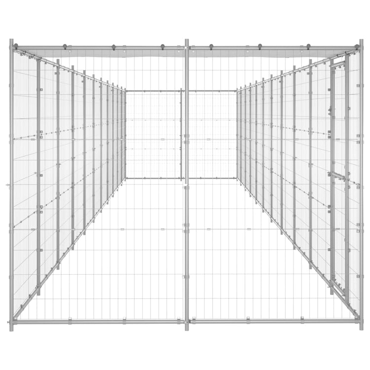 VidaXL Hondenkennel met dak 26,62 m² gegalvaniseerd staal