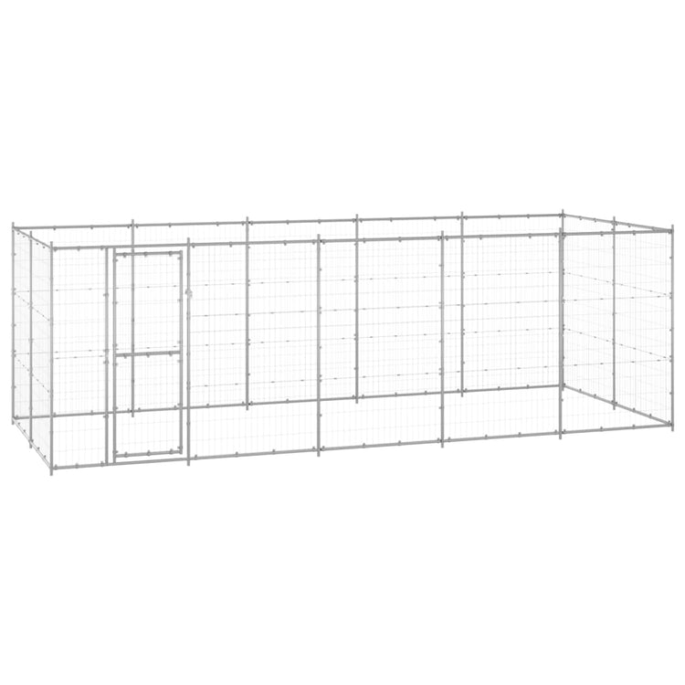 VidaXL Hondenkennel 12,1 m² gegalvaniseerd staal