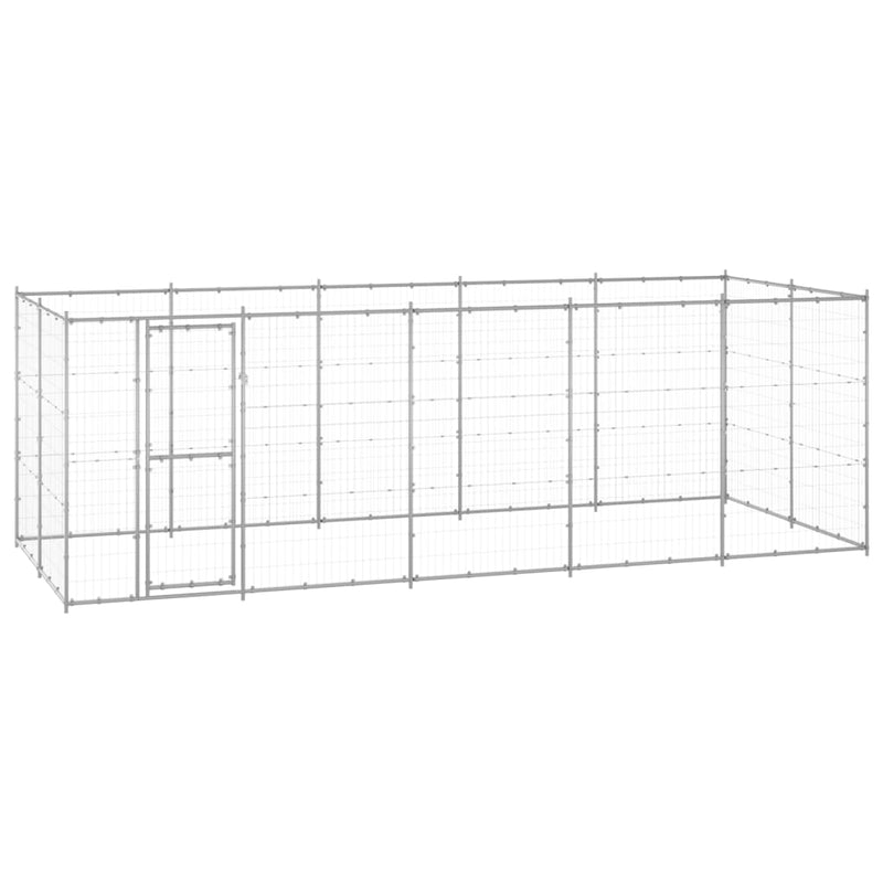VidaXL Hondenkennel 12,1 m² gegalvaniseerd staal