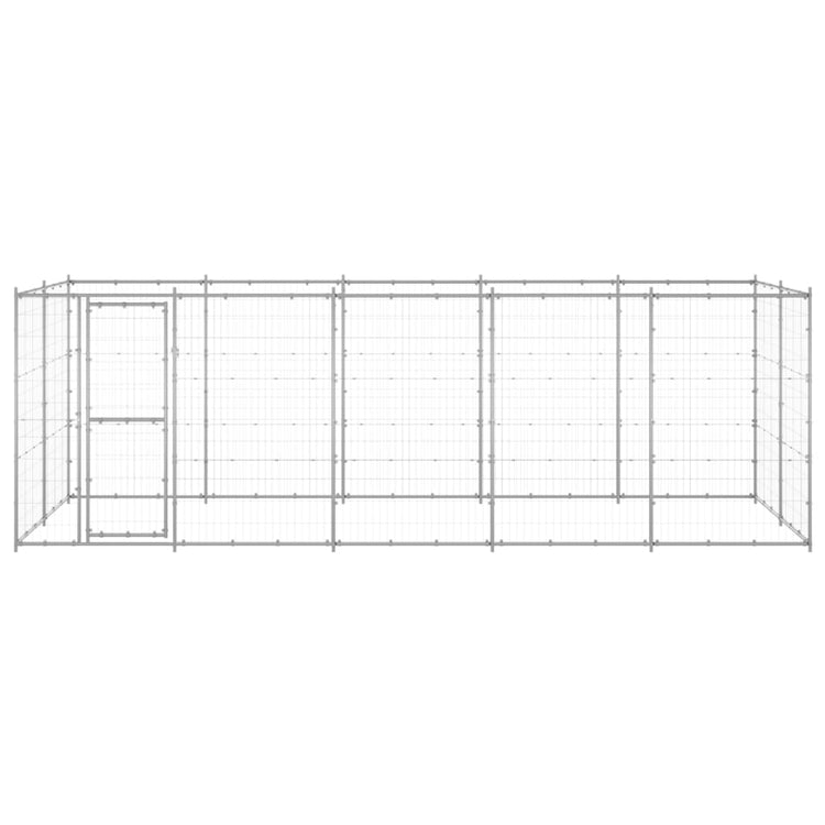 VidaXL Hondenkennel 12,1 m² gegalvaniseerd staal