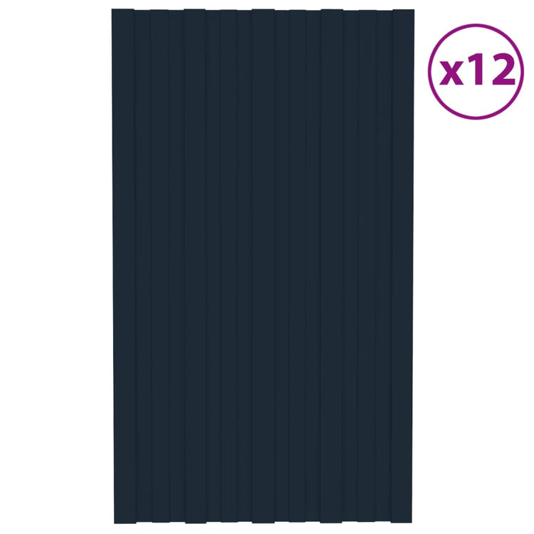 VidaXL Dakpanelen 12 st 80x45 cm gegalvaniseerd staal antracietkleurig