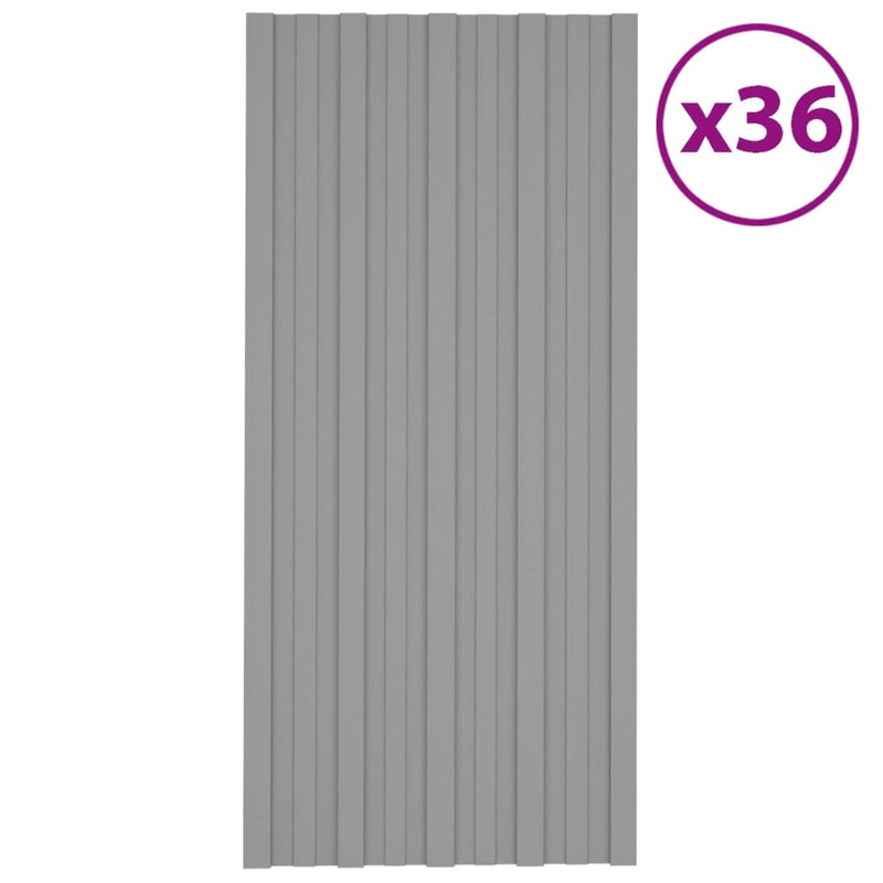 VidaXL Dakpanelen 36 st 100x45 cm gegalvaniseerd staal grijs