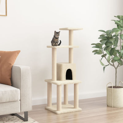 Vidaxl kattenkrabpaal met sisal krabpalen 105 cm crèmekleurig