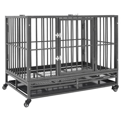 Vidaxl hondenbench met wielen 92x62x76 cm staal