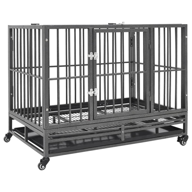 Vidaxl hondenbench met wielen 92x62x76 cm staal