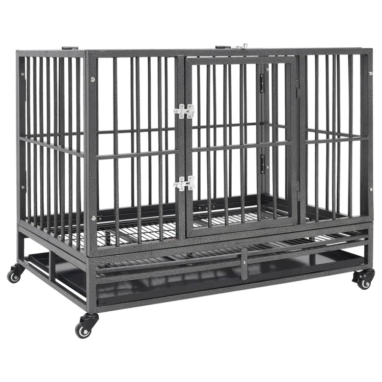 Vidaxl hondenbench met wielen 102x72x85 cm staal