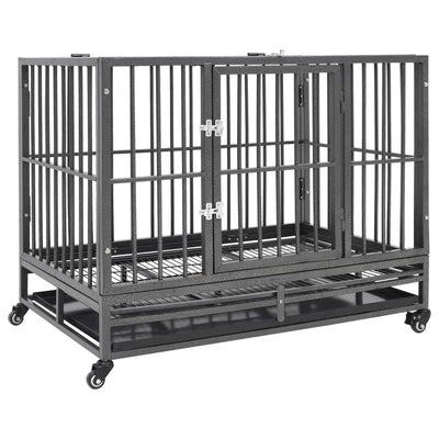 Vidaxl hondenbench met wielen 102x72x85 cm staal