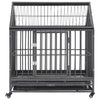Vidaxl hondenbench met wielen en dak 92x62x106 cm staal