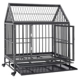 Vidaxl hondenbench met wielen en dak 92x62x106 cm staal - afbeelding 3