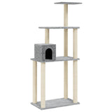 Vidaxl kattenkrabpaal met sisal krabpalen 147 cm lichtgrijs - afbeelding 2