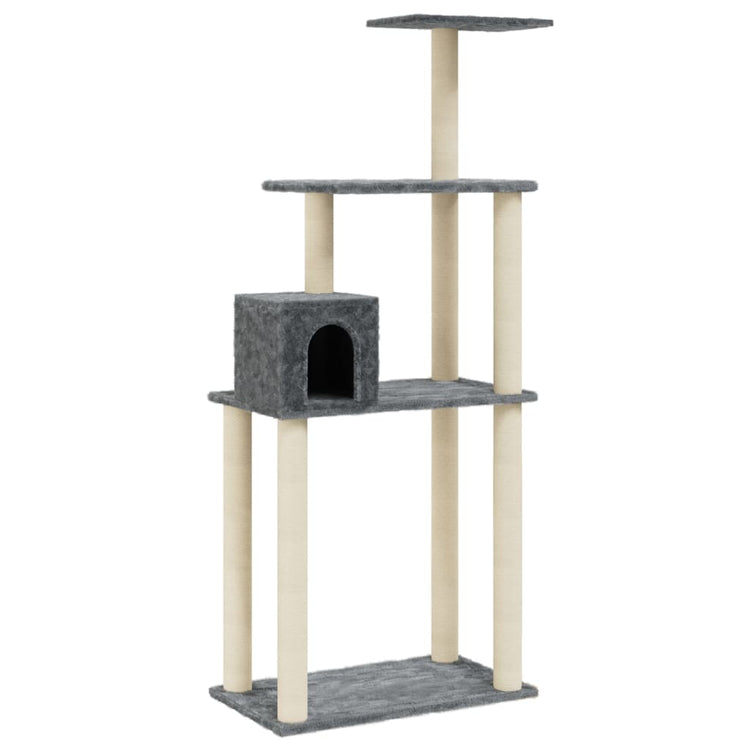 Vidaxl kattenkrabpaal met sisal krabpalen 147 cm donkergrijs
