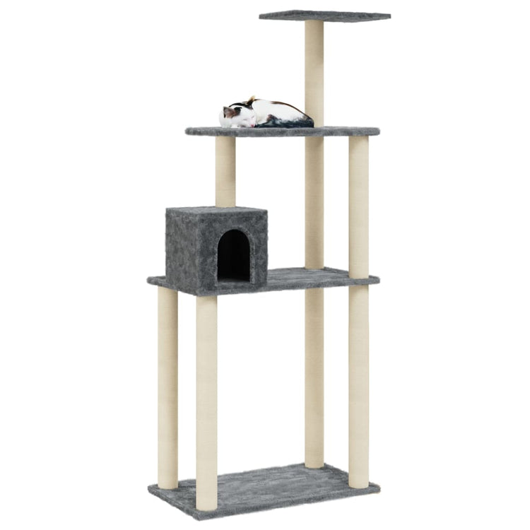 Vidaxl kattenkrabpaal met sisal krabpalen 147 cm donkergrijs