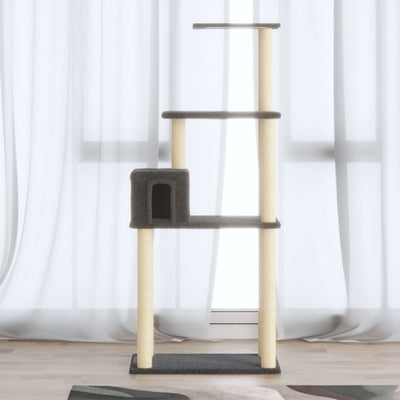 Vidaxl kattenkrabpaal met sisal krabpalen 147 cm donkergrijs