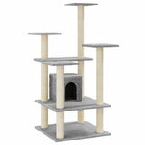 Vidaxl kattenkrabpaal met sisal krabpalen 110 cm lichtgrijs - afbeelding 2