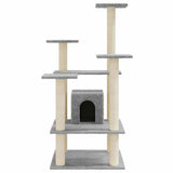 Vidaxl kattenkrabpaal met sisal krabpalen 110 cm lichtgrijs - afbeelding 3
