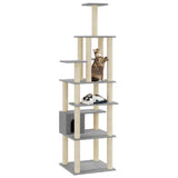 Vidaxl kattenkrabpaal met sisal krabpalen 183 cm lichtgrijs - afbeelding 3