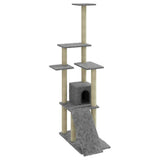 Vidaxl kattenmeubel met sisal krabpalen 155 cm lichtgrijs - afbeelding 2