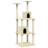 Vidaxl kattenmeubel met sisal krabpalen 141 cm crèmekleurig - afbeelding 2