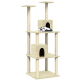 Vidaxl kattenmeubel met sisal krabpalen 141 cm crèmekleurig - afbeelding 3