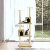 Vidaxl kattenmeubel met sisal krabpalen 141 cm crèmekleurig - afbeelding 1