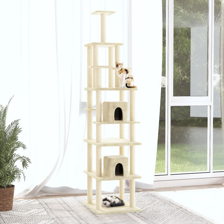 VidaXL Kattenmeubel met sisal krabpalen 216 cm crèmekleurig