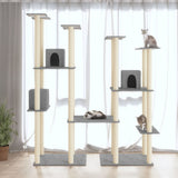Vidaxl kattenmeubel met sisal krabpalen 174 cm lichtgrijs - afbeelding 1