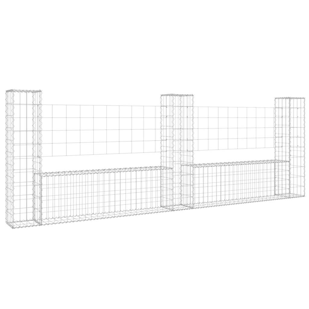 Vidaxl schanskorf u-vormig met 3 palen 260x20x100 cm ijzer