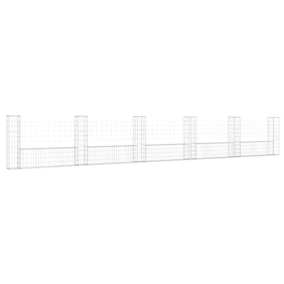 VidaXL Schanskorf U-vormig met 6 palen 620x20x100 cm ijzer