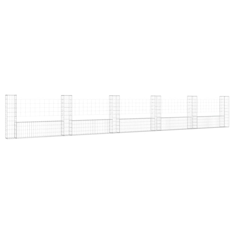 VidaXL Schanskorf U-vormig met 6 palen 620x20x100 cm ijzer