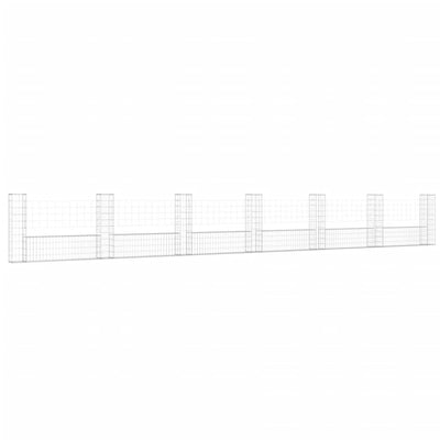 VidaXL Schanskorf U-vormig met 7 palen 740x20x100 cm ijzer