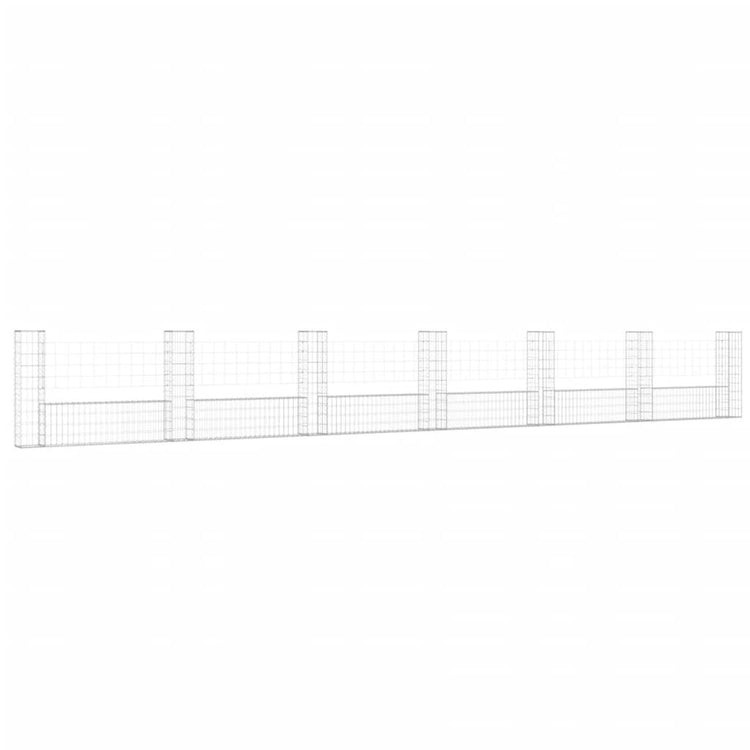 VidaXL Schanskorf U-vormig met 7 palen 740x20x100 cm ijzer