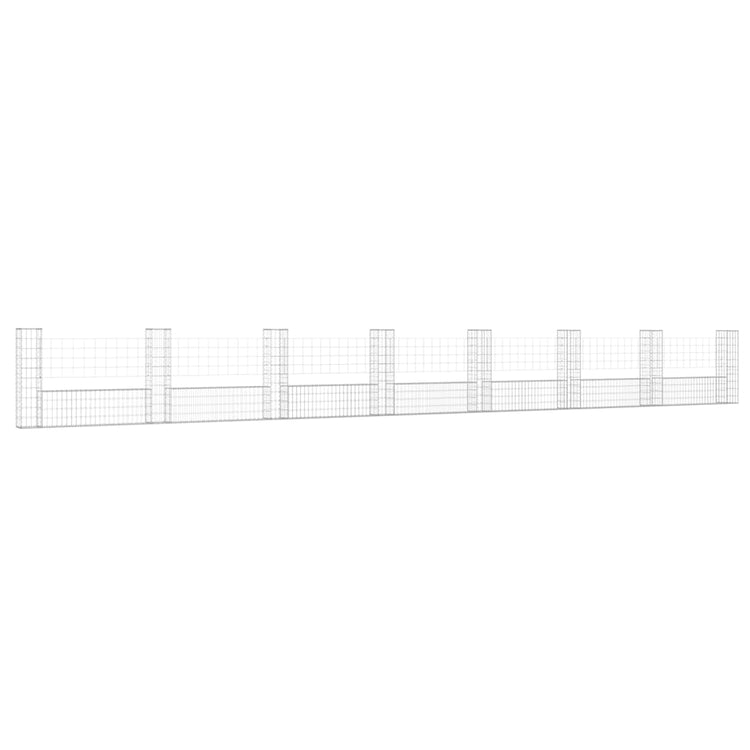 VidaXL Schanskorf U-vormig met 8 palen 860x20x100 cm ijzer