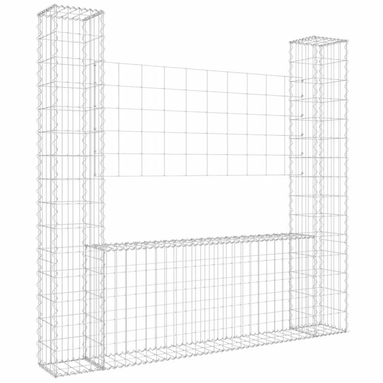 Vidaxl schanskorf u-vormig met 2 palen 140x20x150 cm ijzer