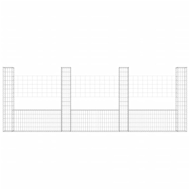 VidaXL Schanskorf U-vormig met 4 palen 380x20x150 cm ijzer