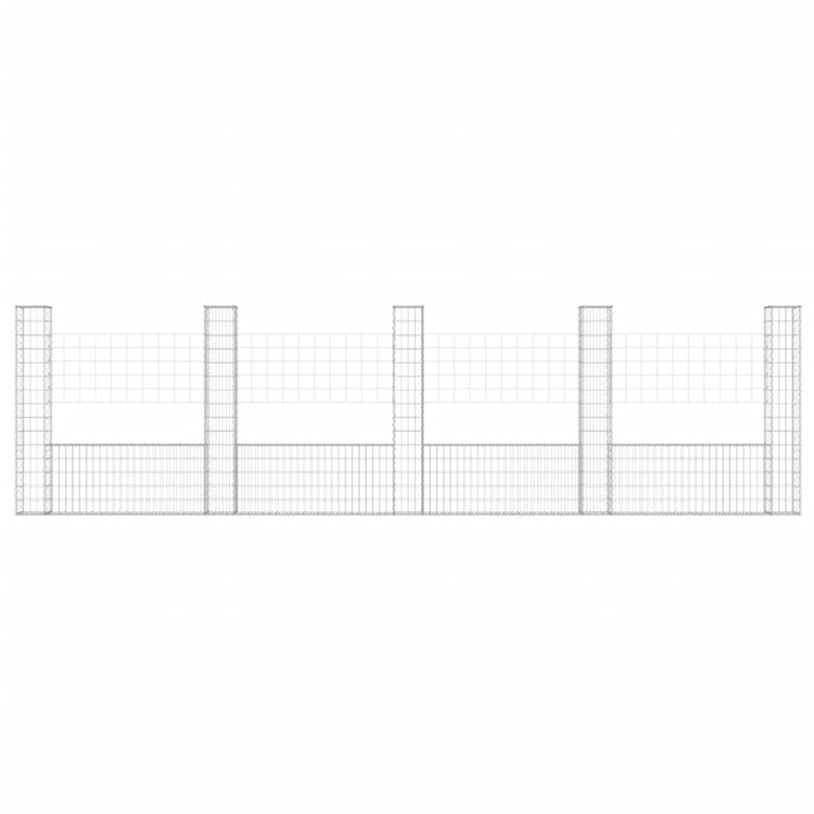 VidaXL Schanskorf U-vormig met 5 palen 500x20x150 cm ijzer