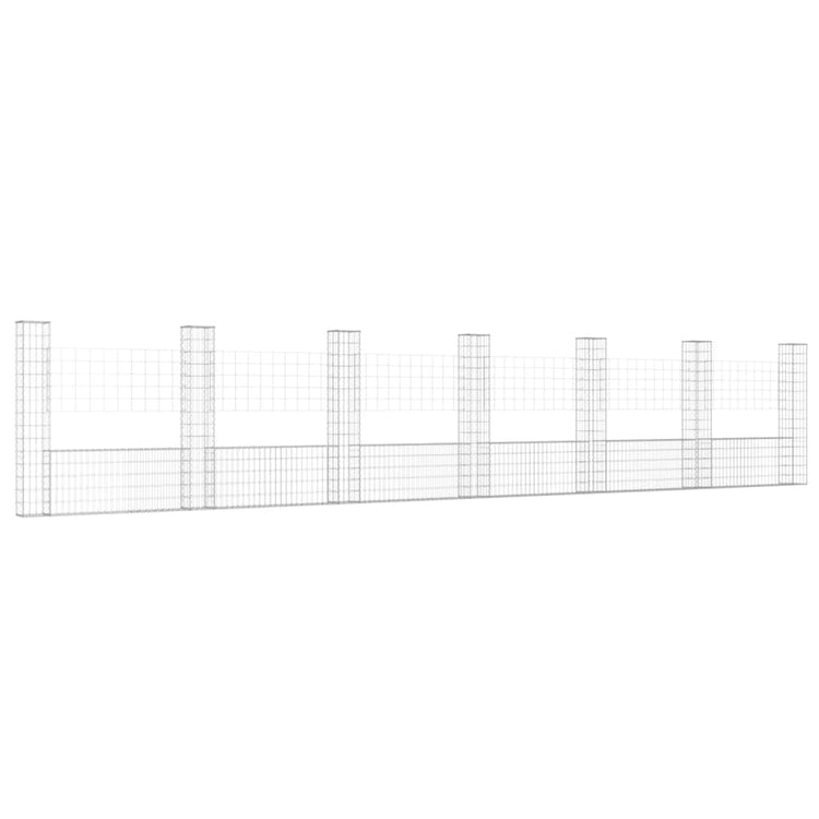 VidaXL Schanskorf U-vormig met 7 palen 740x20x150 cm ijzer