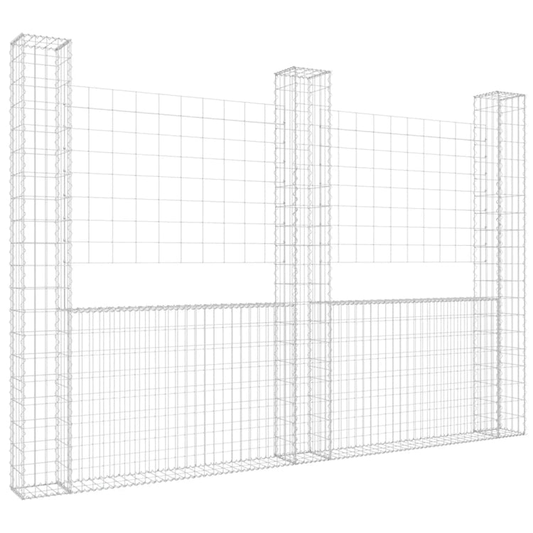 VidaXL Schanskorf U-vormig met 3 palen 260x20x200 cm ijzer