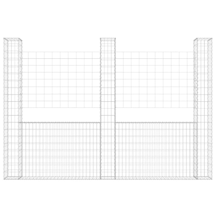 VidaXL Schanskorf U-vormig met 3 palen 260x20x200 cm ijzer
