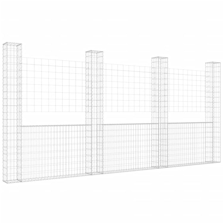 VidaXL Schanskorf U-vormig met 4 palen 380x20x200 cm ijzer