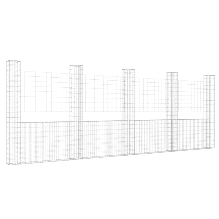 VidaXL Schanskorf U-vormig met 5 palen 500x20x200 cm ijzer
