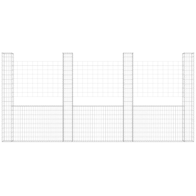 VidaXL Schanskorf U-vormig met 5 palen 500x20x200 cm ijzer