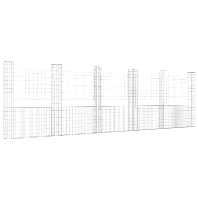 VidaXL Schanskorf U-vormig met 6 palen 620x20x200 cm ijzer
